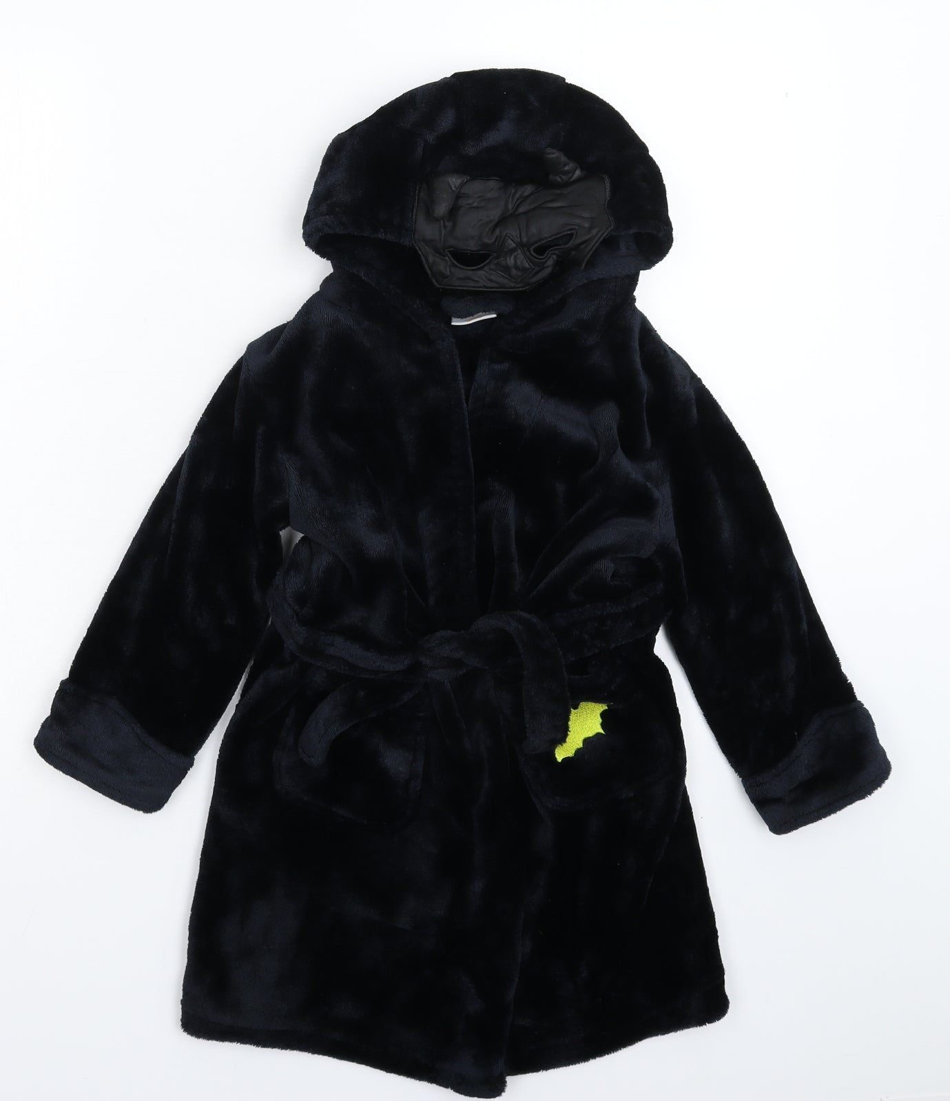 4Kidz Girls Black Solid Fleece Kimono Robe Size 4-5 Years