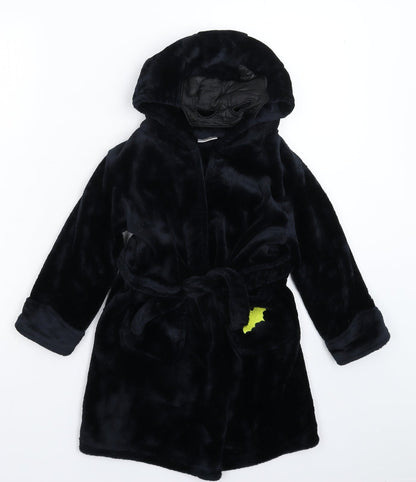 4Kidz Girls Black Solid Fleece Kimono Robe Size 4-5 Years