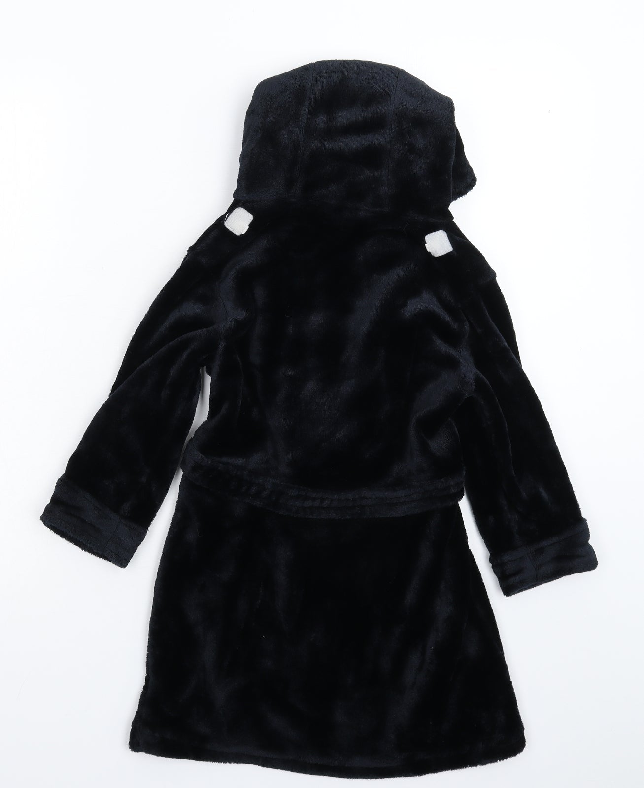 4Kidz Girls Black Solid Fleece Kimono Robe Size 4-5 Years