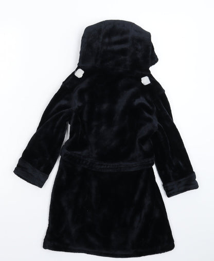 4Kidz Girls Black Solid Fleece Kimono Robe Size 4-5 Years