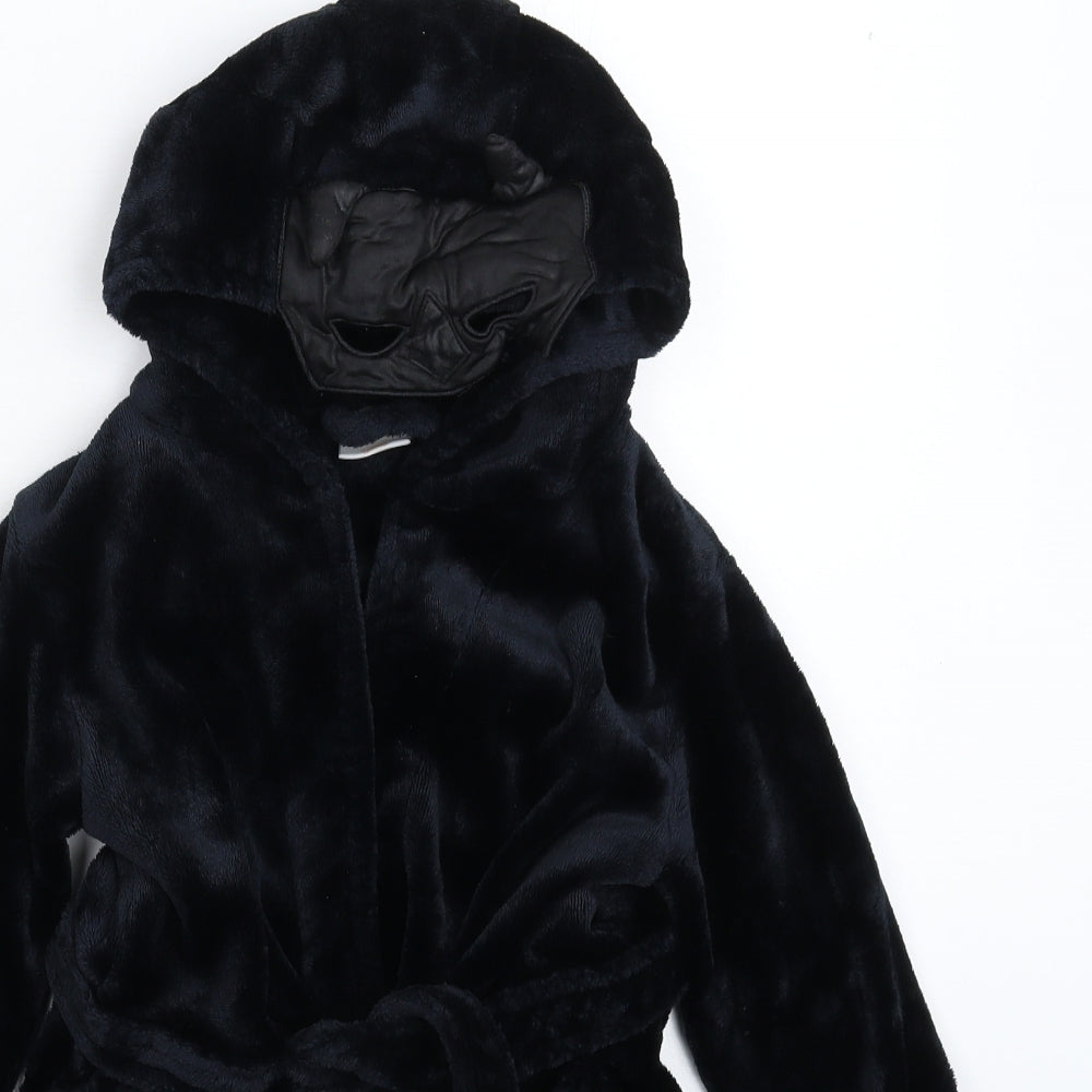 4Kidz Girls Black Solid Fleece Kimono Robe Size 4-5 Years