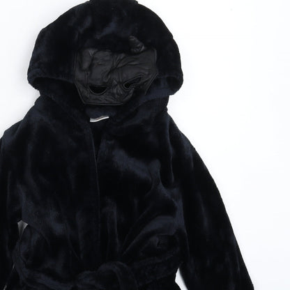 4Kidz Girls Black Solid Fleece Kimono Robe Size 4-5 Years