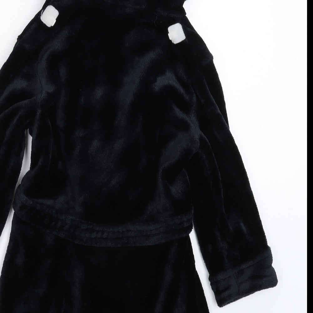 4Kidz Girls Black Solid Fleece Kimono Robe Size 4-5 Years