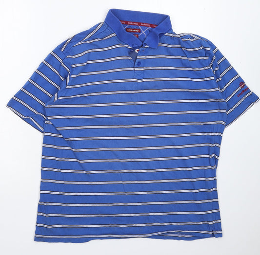 Backwing Mens Blue Striped   Polo Size XL