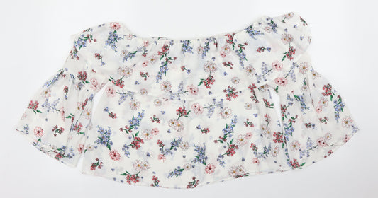 Primark Womens White Floral  Basic Blouse Size 14