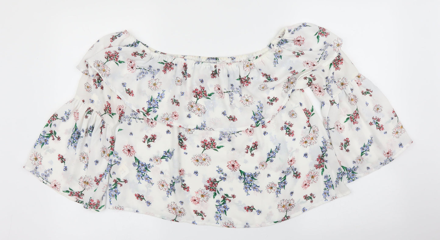 Primark Womens White Floral  Basic Blouse Size 14