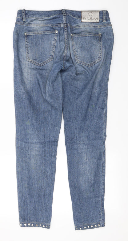 Womens UK Size 12 MOTIVI Regular Fit Skinny Blue Jeans