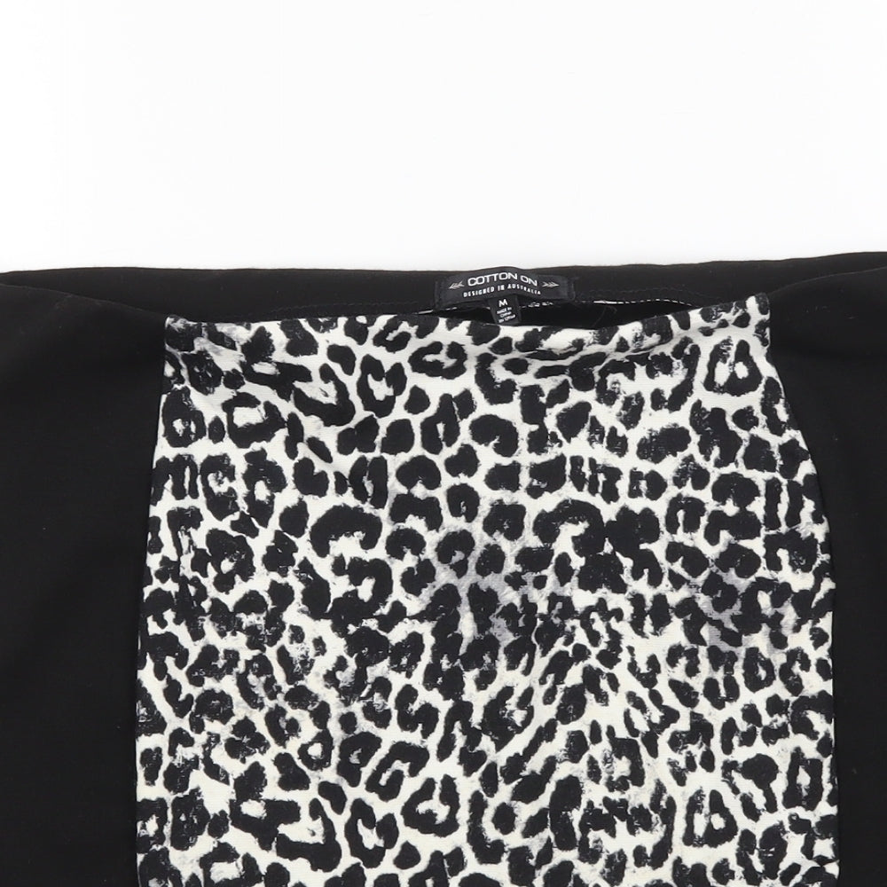 Cotton On Womens Black Animal Print  Mini Skirt Size M