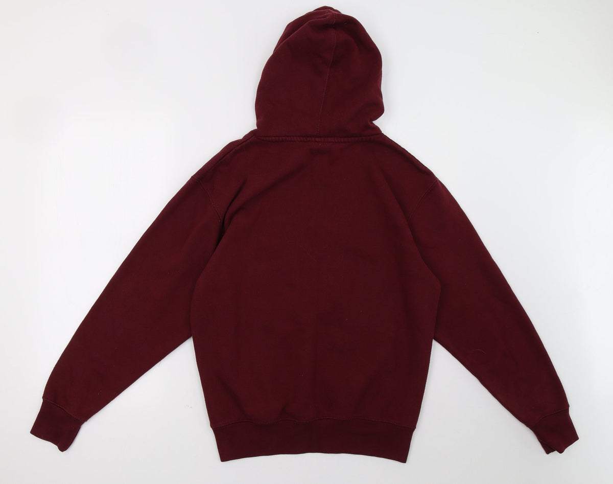 Back view of zone one women’s red pullover hoodie, size S