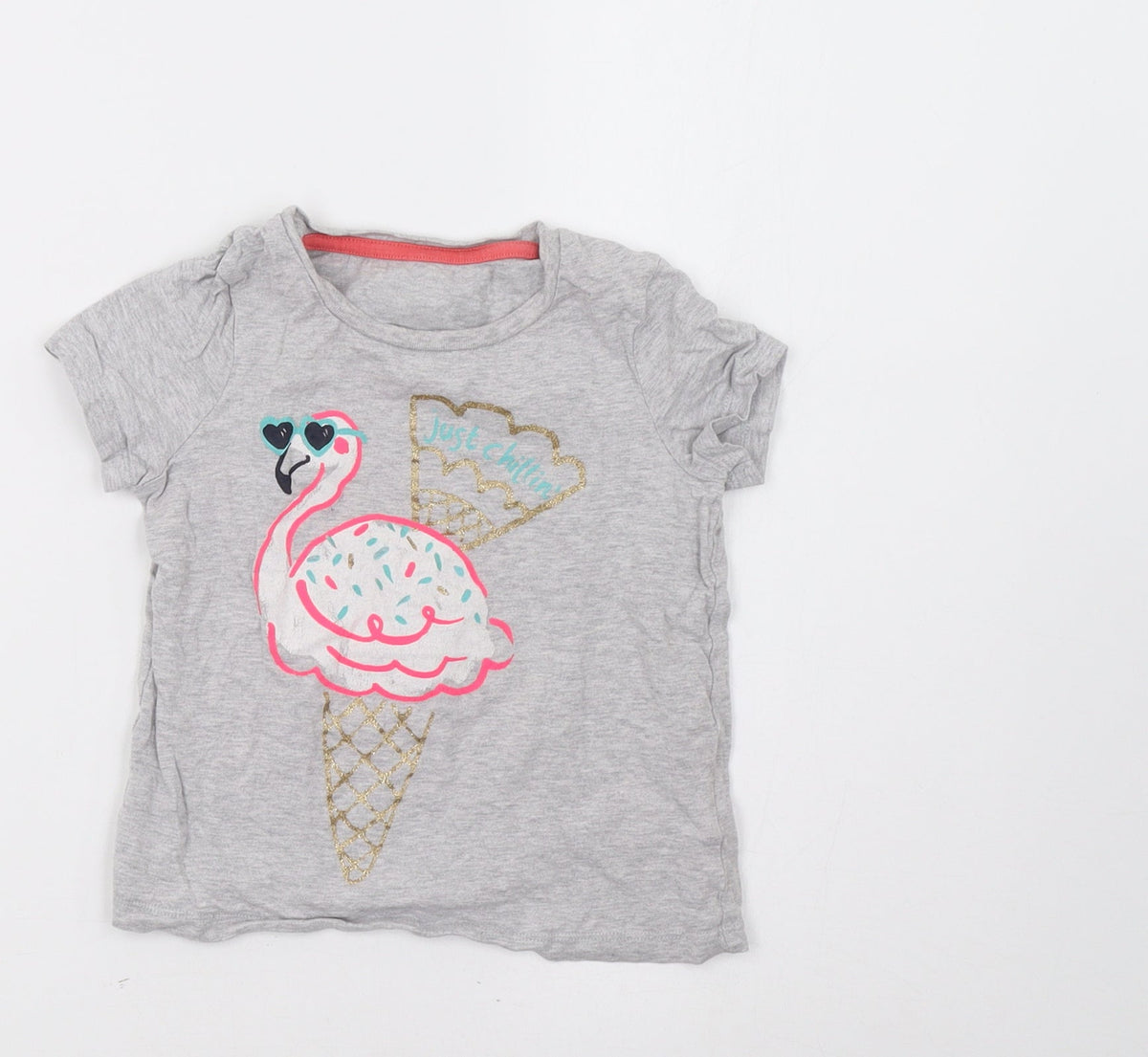 Front view of Marks and Spencer girls’ grey basic t-shirt, size 5, years