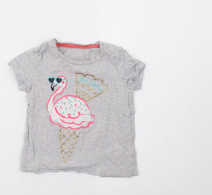 Front view of Marks and Spencer girls’ grey basic t-shirt, size 5, years