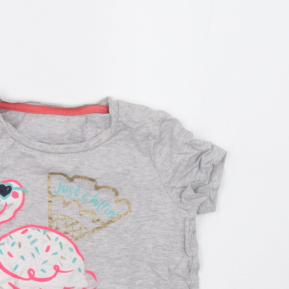 Close-up detail of Marks and Spencer girls’ grey basic t-shirt, size 5, years