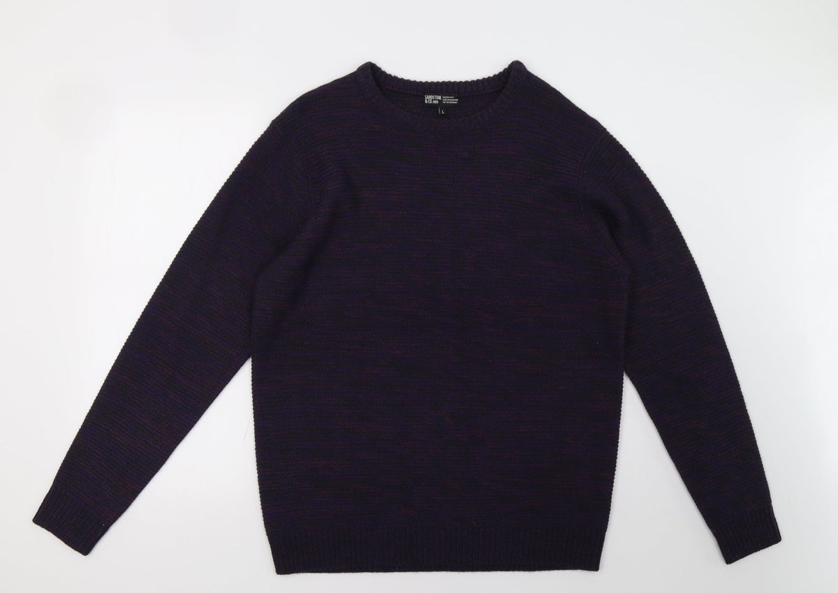 Additional front view of sandstones men’s purple pullover sweatshirt, size L