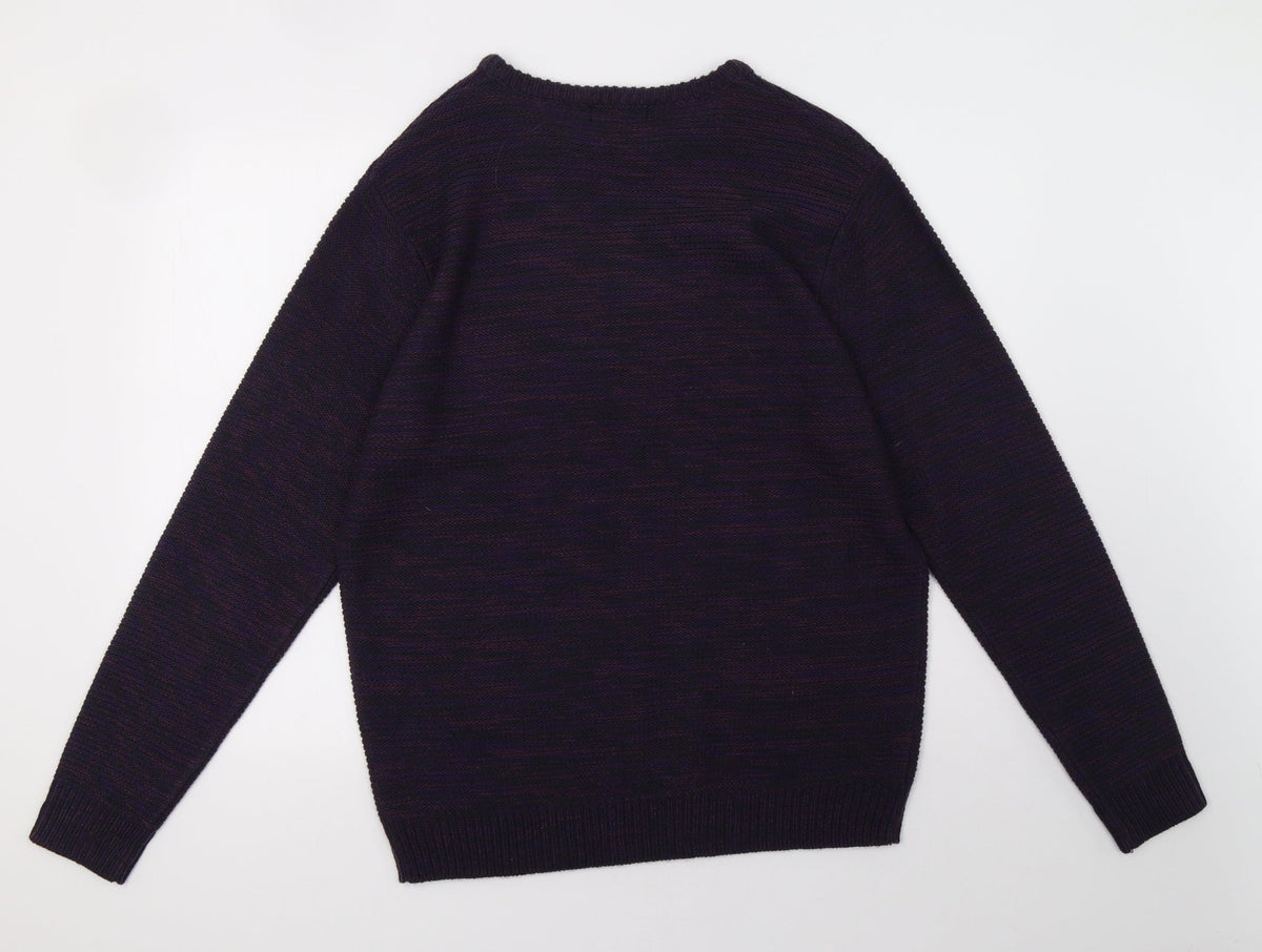 Back view of sandstones men’s purple pullover sweatshirt, size L