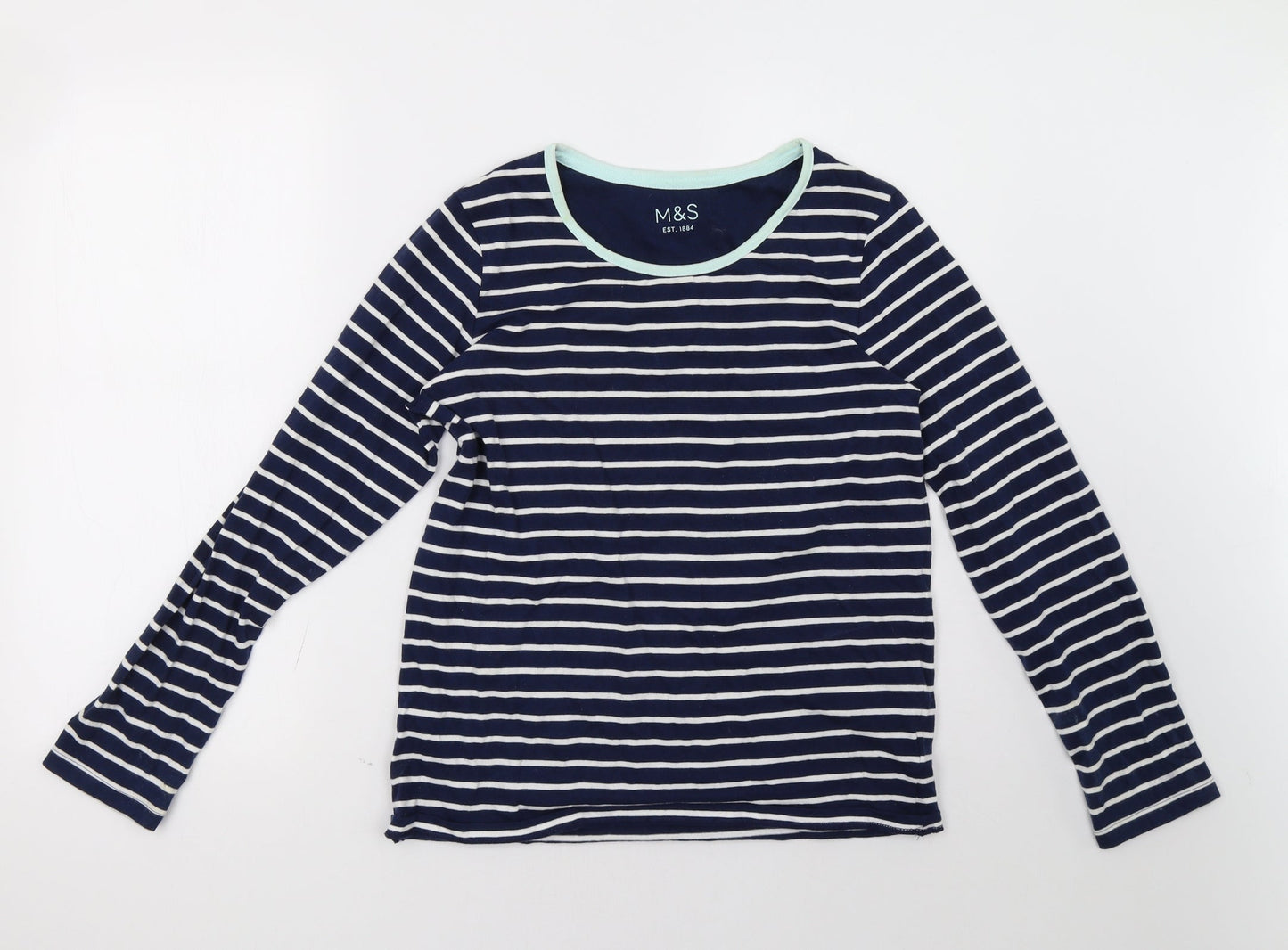Marks and Spencer Girls Blue Striped  Pullover Sweatshirt Size 14-15 Years