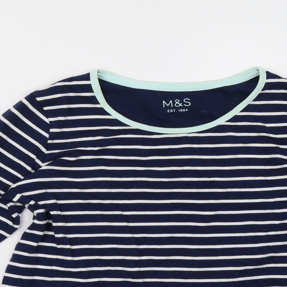 Marks and Spencer Girls Blue Striped  Pullover Sweatshirt Size 14-15 Years