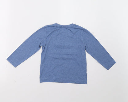Back view of Primark boys’ blue pullover sweatshirt, size 2-3, years