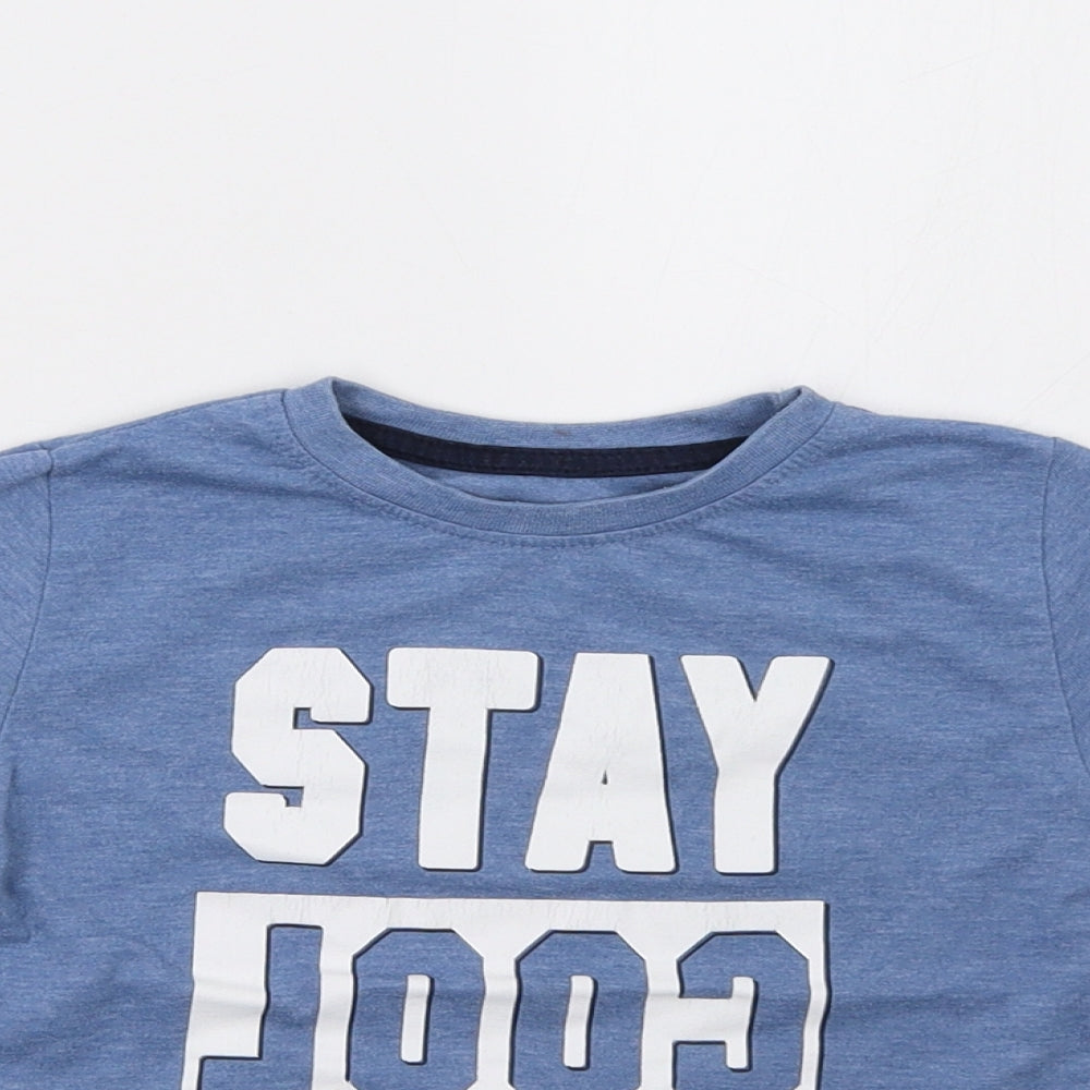 Close-up detail of Primark boys’ blue pullover sweatshirt, size 2-3, years