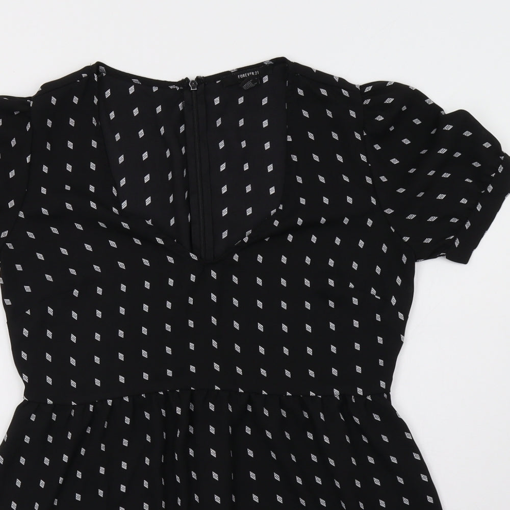 FOREVER 21 Womens Black Polka Dot  A-Line  Size S