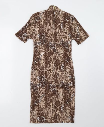 Primark Womens Brown Animal Print  Bodycon  Size 8