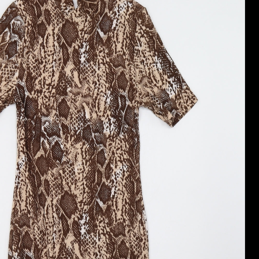 Primark Womens Brown Animal Print  Bodycon  Size 8