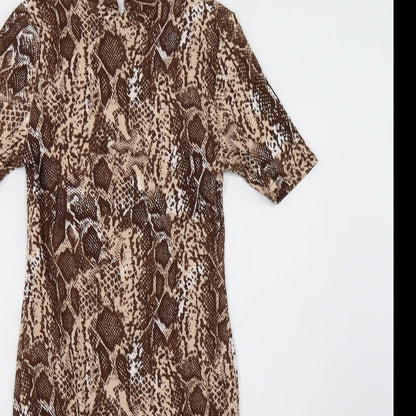 Primark Womens Brown Animal Print  Bodycon  Size 8