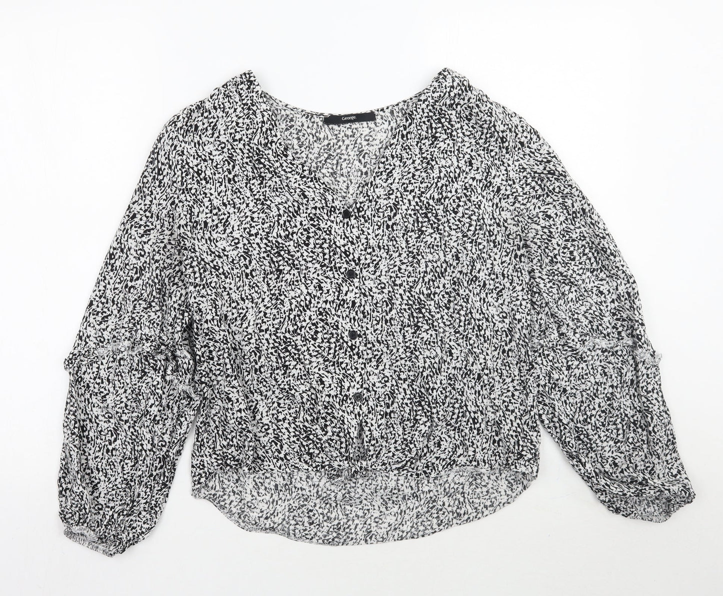 George Womens White Floral  Basic Button-Up Size 12