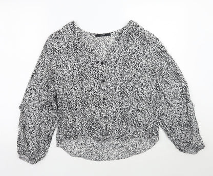 George Womens White Floral  Basic Button-Up Size 12