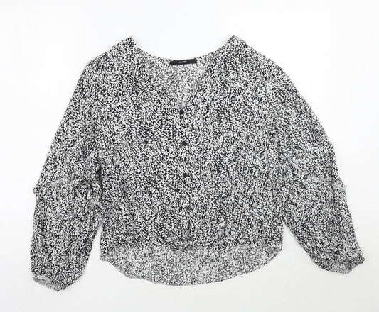 George Womens White Floral  Basic Button-Up Size 12