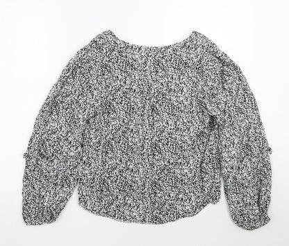 George Womens White Floral  Basic Button-Up Size 12