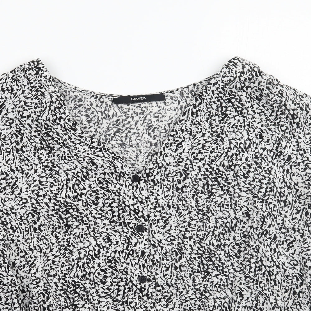 George Womens White Floral  Basic Button-Up Size 12