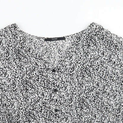 George Womens White Floral  Basic Button-Up Size 12