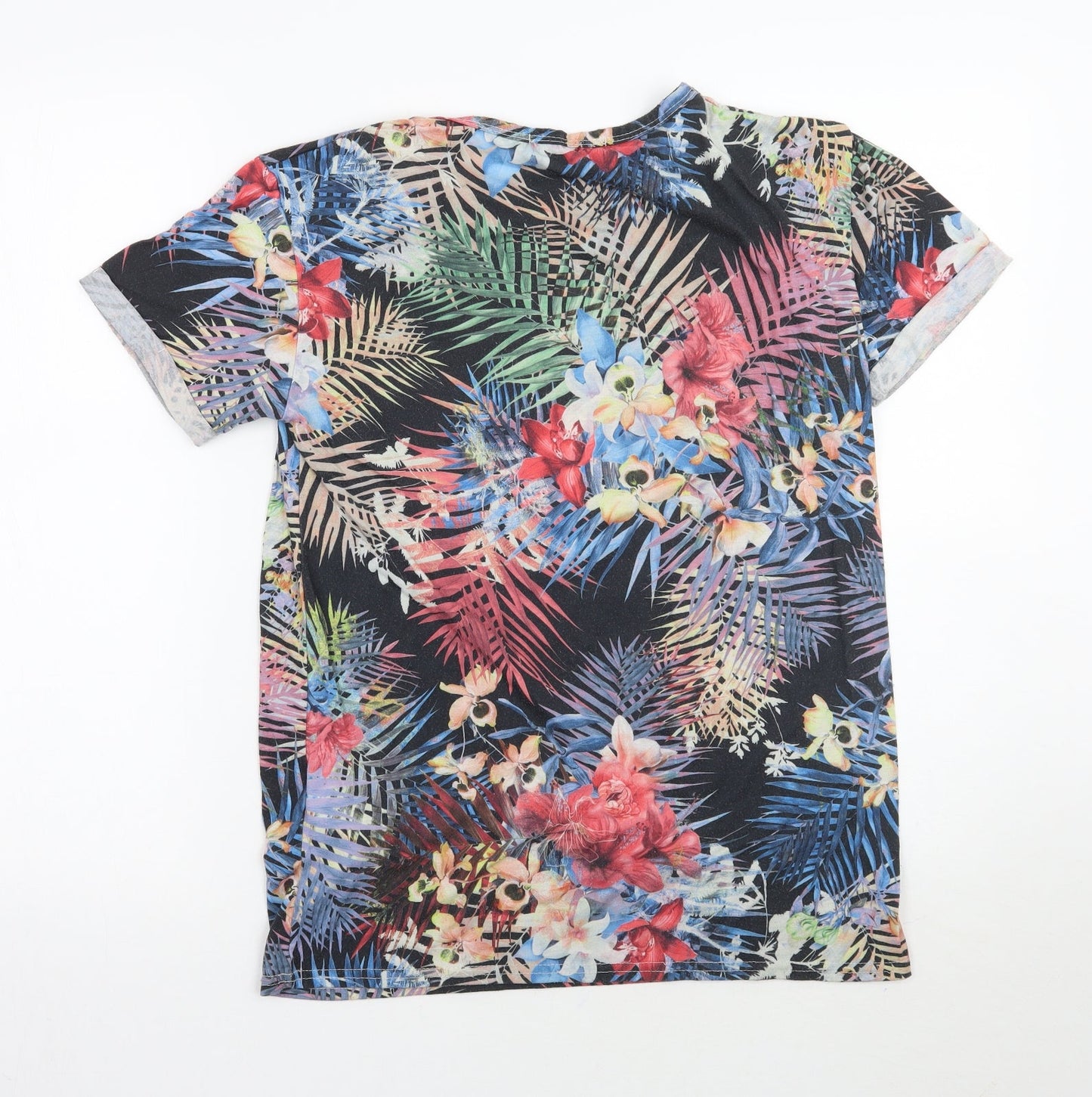 cameo Rose Womens Black Floral  Basic T-Shirt Size M