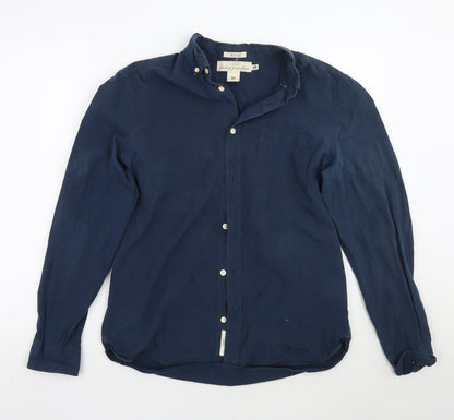 Mens UK Size M H&M Blue  Button-Up Long Sleeve Casual Shirt