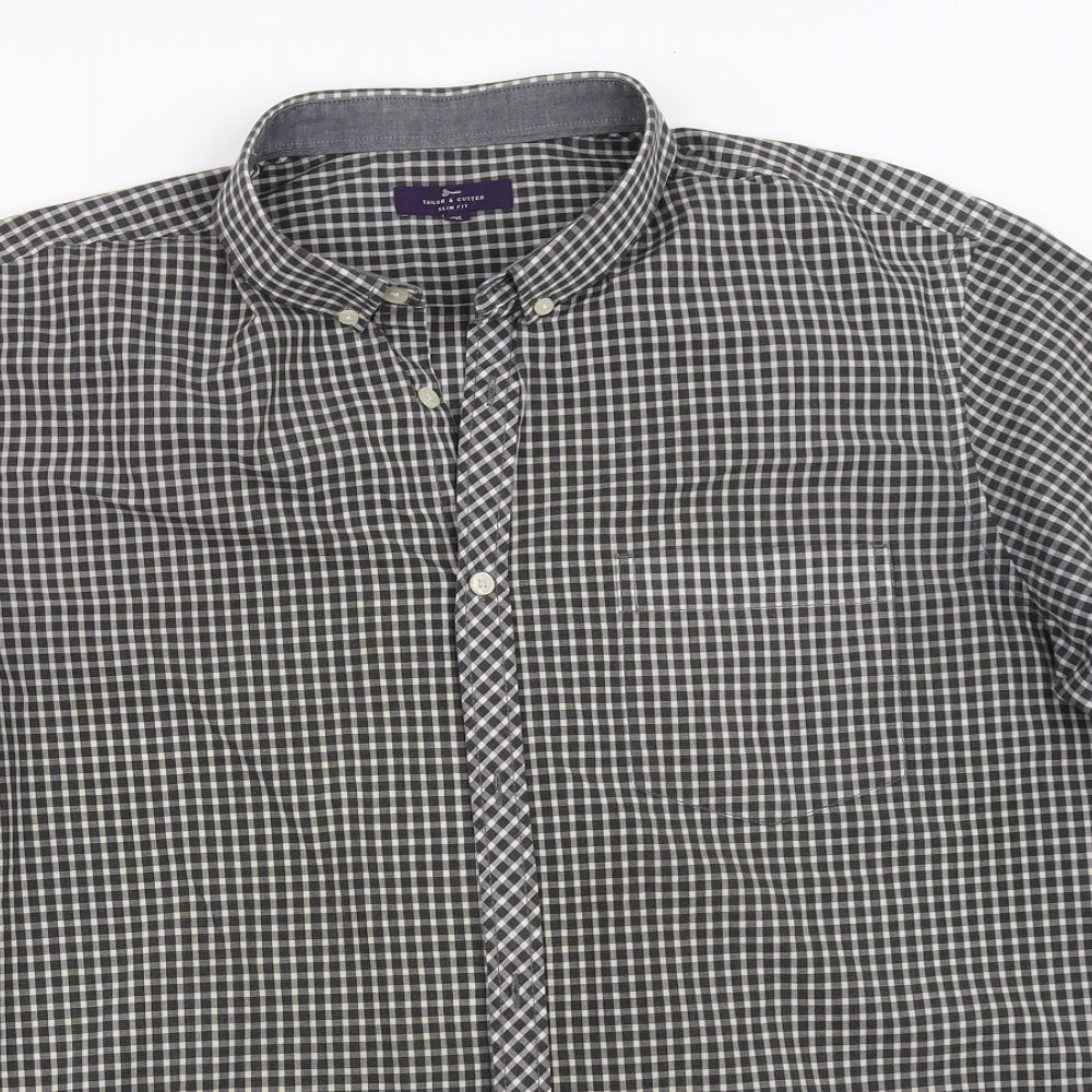 Taylor & Cutter Mens Grey    Button-Up Size 2XL