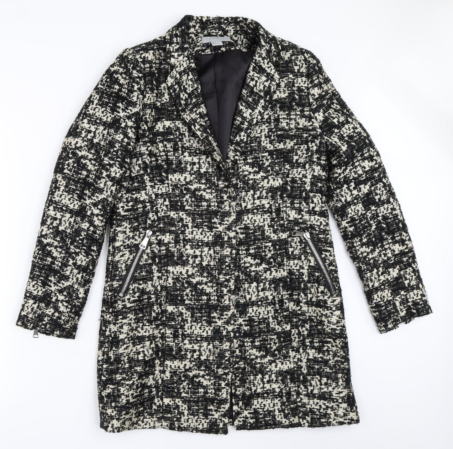 Womens UK Size 36 H&M Black Overcoat