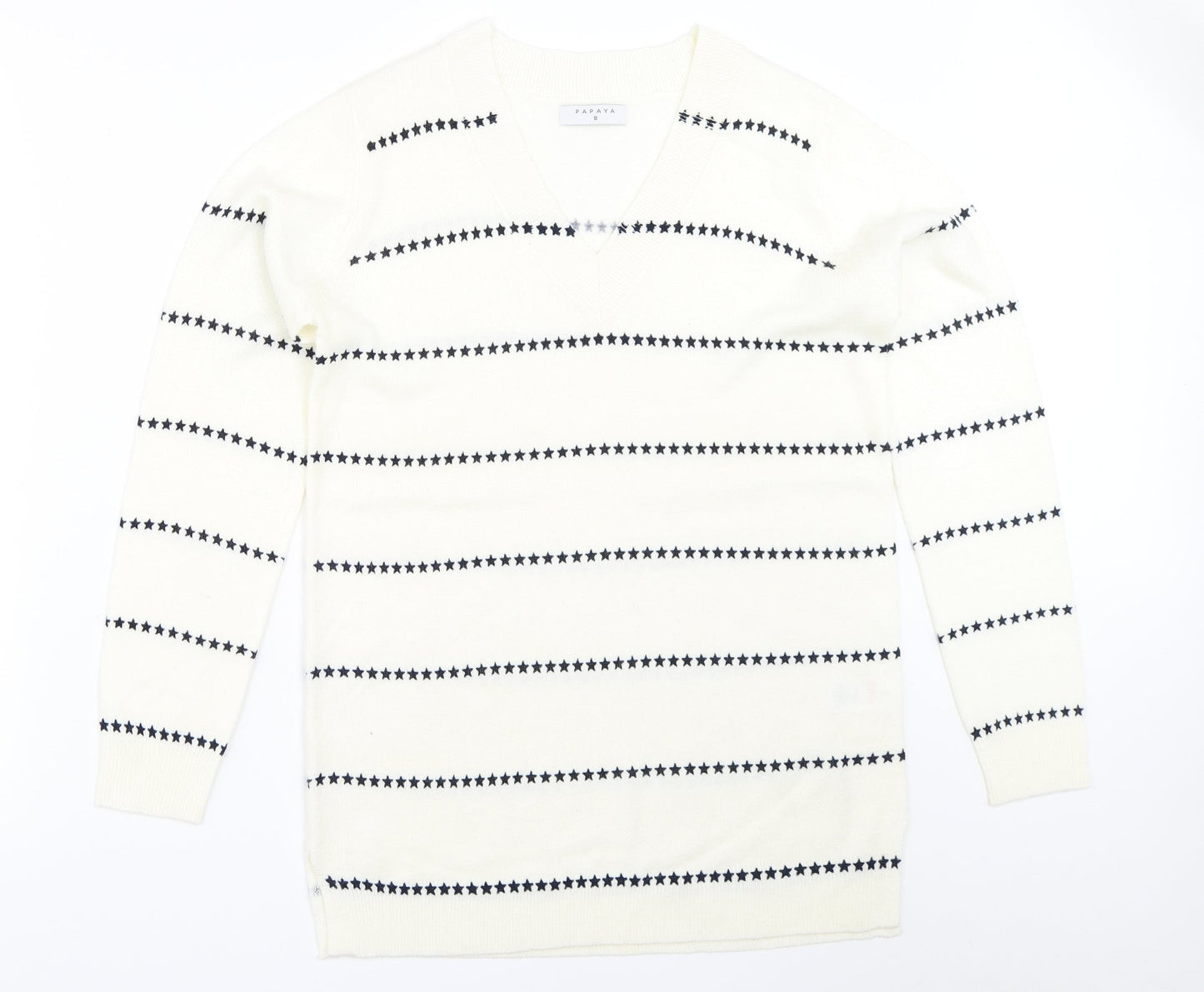 Womens UK Size 8 Papaya Ivory Pullover Jumper