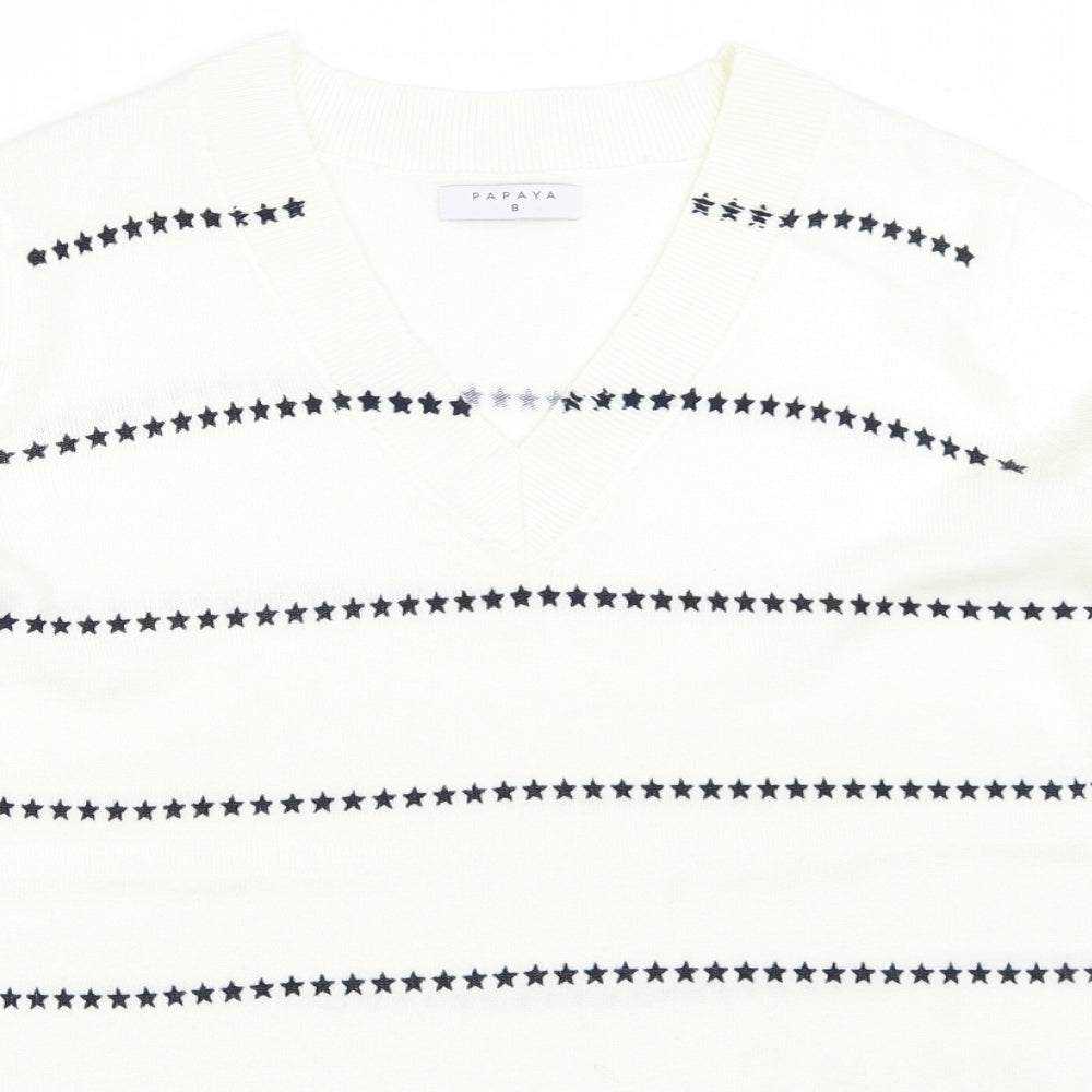 Womens UK Size 8 Papaya Ivory Pullover Jumper