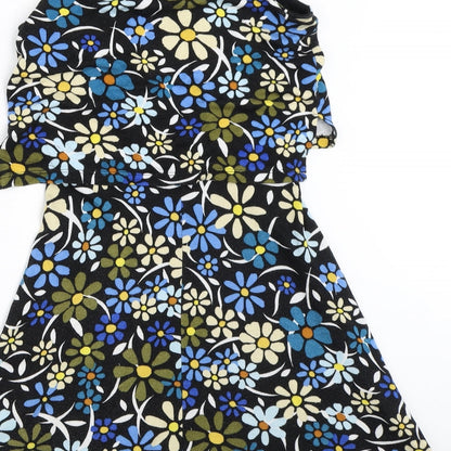 Topshop Womens Black Floral  Fit & Flare  Size 8