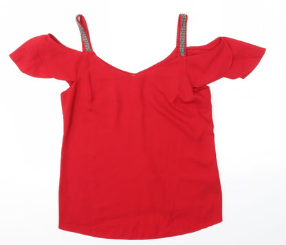 George Womens Red   Basic Blouse Size 8