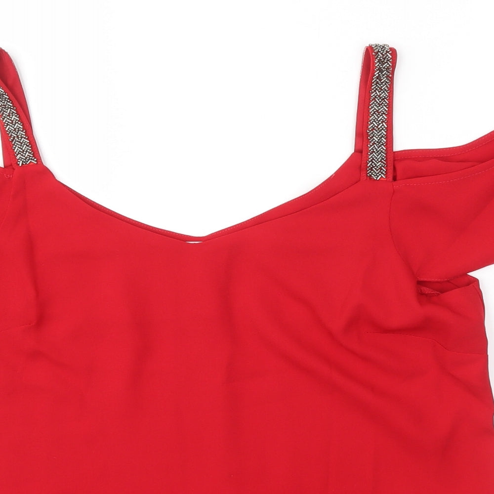 George Womens Red   Basic Blouse Size 8