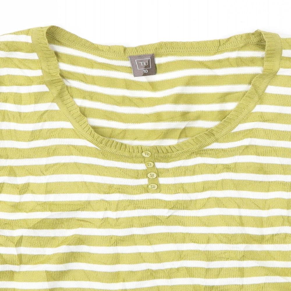 TU Womens Green Striped  Pullover Jumper Size 10