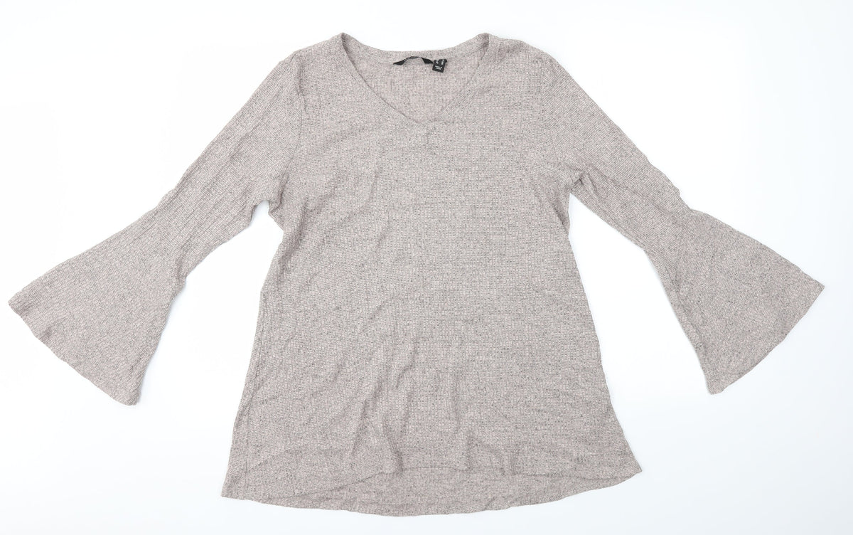 Front view of H by Halston women’s pink basic blouse, size M