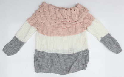 Womens UK Size S BLUE VANILLA Multicoloured Pullover Jumper