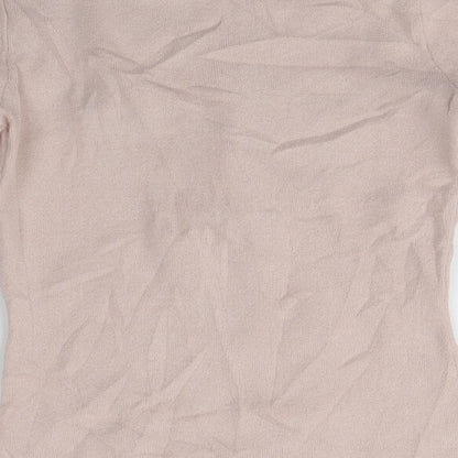 Brand and care label for Julien Macdonald women’s pink jumper, size UK 8