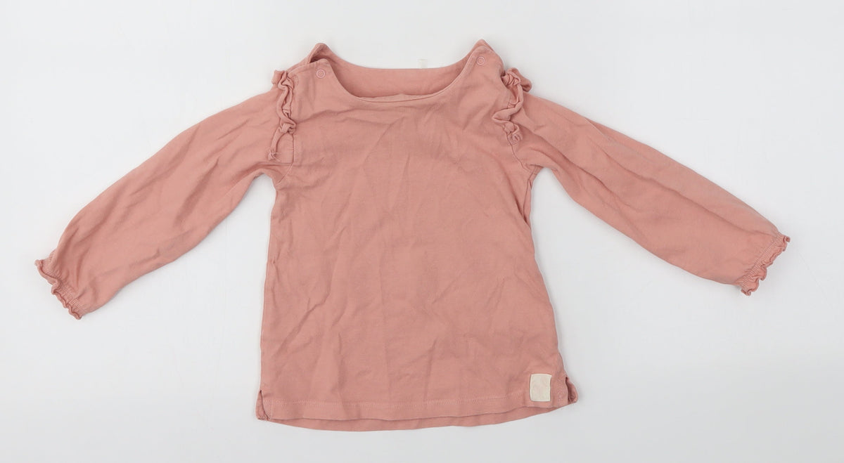 Front view of Marks & Spencer Baby Pink Basic T-Shirt, size 18-24, Months