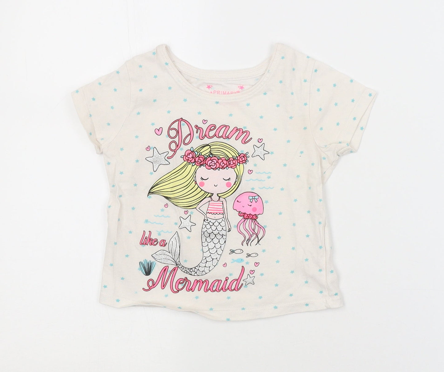 Primark Girls White Argyle/Diamond   Pyjama Top Size 18-24 Months