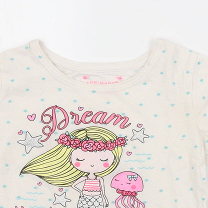 Primark Girls White Argyle/Diamond   Pyjama Top Size 18-24 Months