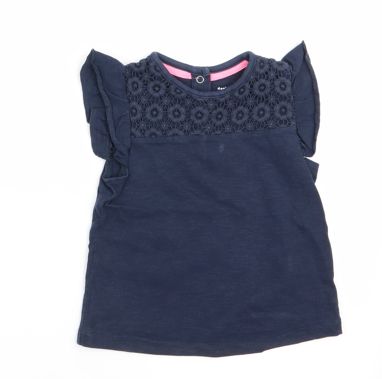 Florence and Fred Girls Blue Floral  Basic Casual Size 12-18 Months  - Lace details