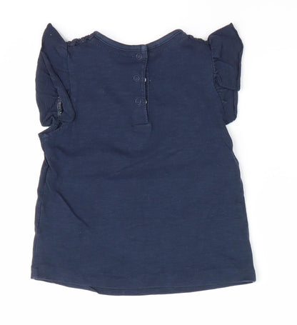Florence and Fred Girls Blue Floral  Basic Casual Size 12-18 Months  - Lace details